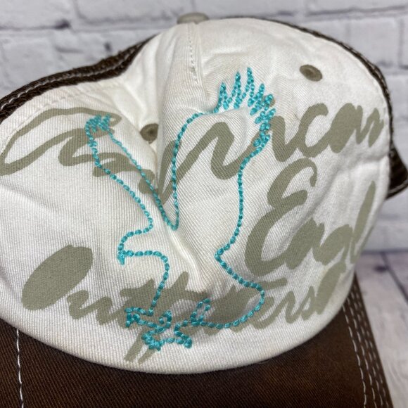 Vintage American Eagle Women Trucker Hat Mesh Cap Snapback Brown White Foam - Picture 6 of 10